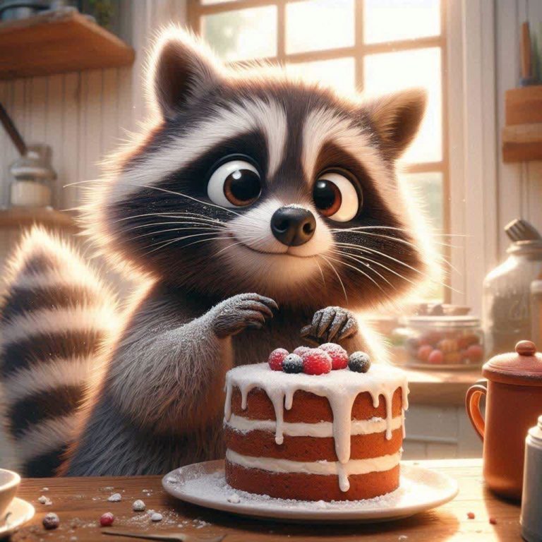 The raccoon who stole the cake.